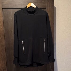 Varley Black Turtleneck Sweater with Zipper Details